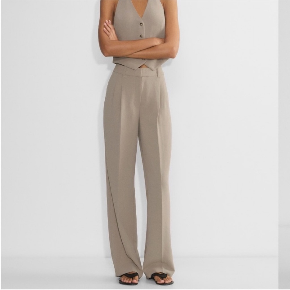 Aritzia Wide Leg Trousers in Taupe